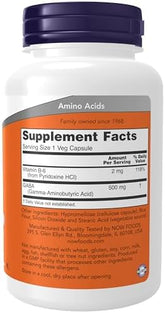 NOW Foods, GABA with Vitamin B-6, 500 mg, 100 Veg Capsule